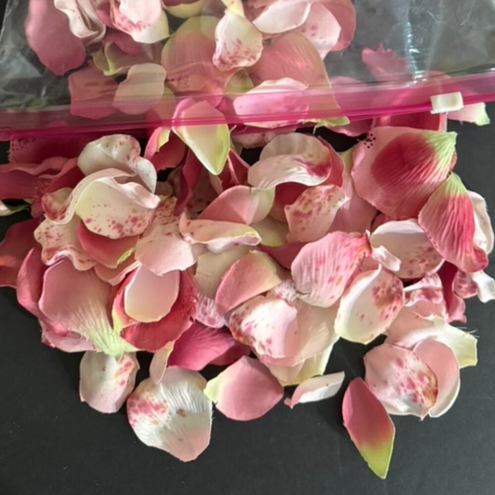 Beautiful Silk Blend Ivory and Pink Rose Petals, Weddings, Decorations, Events